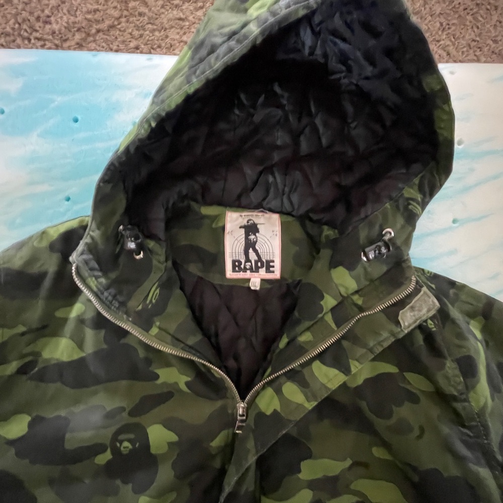 Bape Green Camouflage Outdoor Raincoat